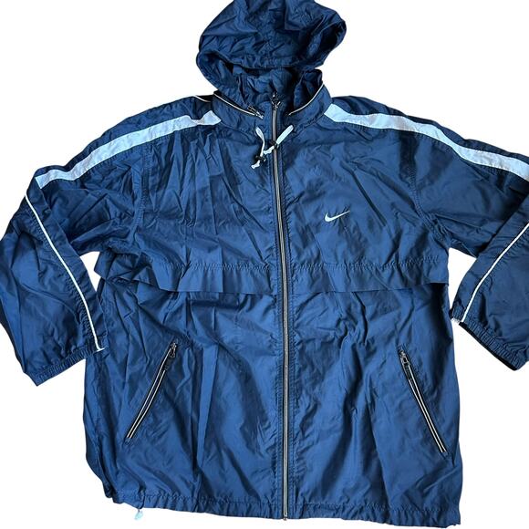 Nike y2k Vintage Windbreaker NavyBlue Mens XL ZipUp - Picture 2 of 5
